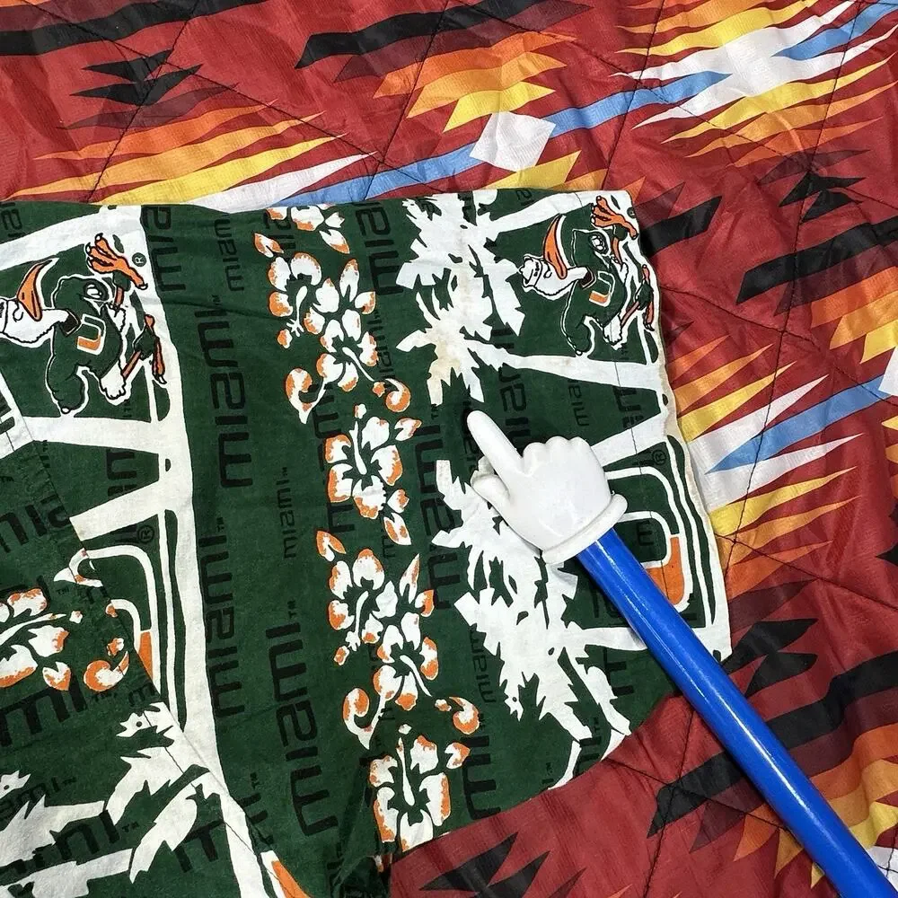 University Of Miami Hurricanes Green Button Up Hawaiian Shirt Men’s Size 2XL